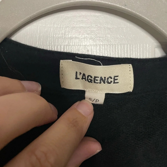 L’AGENCE Top Josilyn Lace Up Terry Sweatshirt Black Size Small - Picture 5 of 6